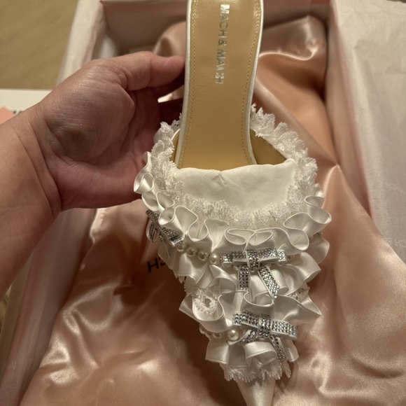 MACH & MACH White and Silver Embellished Heels - Picture 4 of 5